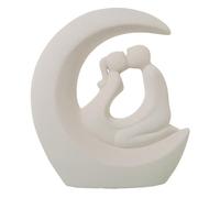 Figura de una Pareja besandose en Luna de Ceramica en Beige Arena 12x30x34 cm