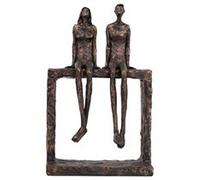 Figura de una Pareja sentada sobre un Cuadrado de Resina 17x10x27cm