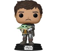 Funko Pop Star Wars The Mandalorian Mando Sujetando Baby Yoda Niño