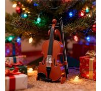 Figura de violín pequeña jugable, el violín más pequeño del Mundo con Historia de sollozo, Mini réplica de Instrumento Musical con Arco y Estuche(9.84"x3.54"x1.51")