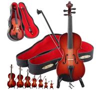 Figura de violín pequeño para tocar de 3.9 pulgadas, instrumento musical en miniatura más pequeño del mundo con sonido y música triste, accesorio de casa de muñecas o llavero para regalos únicos de