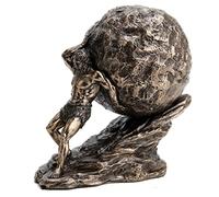Figura Decorativa Clásica, Rey Sísifo con Roca de Castigo, Resina Efecto Bronce Antiguo, Escultura de Mito Griego, Mitologia Griega, Decoración Elegante, 11 cm