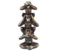 Figura Decorativa de 3 Monos Sabios, Resina, 20 cm