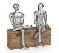 Figura decorativa de amigos sentados juntos moderna en bloque de madera 15 x 7,5 x 14,5 cm - Escultura abstracta Amistad Cohesión Familia Salón Oficina Estantería Mesa Decoración Idea Idea de Regalo