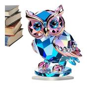 Figura decorativa de búho - Escultura de mesa acrílica de 15 cm, creativa 2D moderna decoración del hogar, abrigo de escritorio--ornamento | elegantes estatuas de búho con base para la presentación en