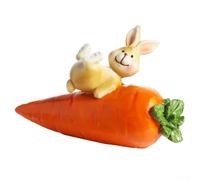 Figura Decorativa de Conejito para Mesa Resina Duradera | encantador, conejo con zanahoria, adorno festivo, para ideal primavera, resina duradera(B)