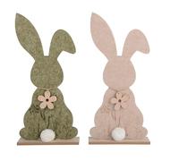 Figura decorativa de conejo con flor, 42 cm, fieltro, 1 unidad, varios colores, decoración para Pascua, primavera, conejo de Pascua, decoración de Pascua, regalo de Pascua, decoración de mesa de