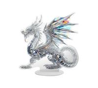 Figura decorativa de dragón acrílico 2D, aspecto de cristal, adorno de fantasía, elegante decoración de mesa para el hogar y la oficina, figura acrílica transparente como regalo y coleccionable