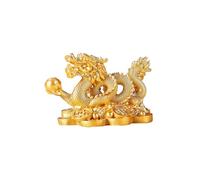Figura decorativa de dragón de Feng Shui, diseño de dragón chino en monedas antiguas, atrae riqueza y buena suerte para la decoración del hogar (oro)