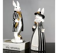 Figura Decorativa de Escritorio - Estatua artística, Escultura de Liebre, Estatuas para el hogar, Decoración de Caballero, Adornos de poliresina de Conejo, Adornos artesanales de Conejo Lindo