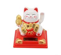 Figura decorativa de gato con energía solar alegre para el hogar y la oficina de 3 15 pulgadas (calabaza gato-blanco)