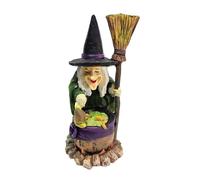 Figura decorativa de Halloween: diseño de base estable sin enredos, pequeña escultura de mago brujo para estantes, personaje caprichoso de temporada, carcasa de accesorios resistente a impactos | para