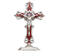 Figura decorativa de Jesús, crucifijo religioso para coche, estatua de Cristo con detalles hechos a mano, figura de exhibición con soporte de base, decoración del hogar, accesorio espiritual para