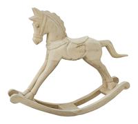 Figura Decorativa De Madera Blanca 49cm Hecha A Mano Vintage Schaukelpferd