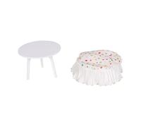 Figura decorativa de mesa auxiliar redonda para casa de muñecas, paisaje con flores de encaje, accesorios de escena, miniatura, redonda