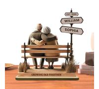 Figura decorativa de mesa genérica para parejas | Esculturas de madera que representan a una pareja envejecida juntos | romántico Símbolo de amor eterno para esposa esposa y familia