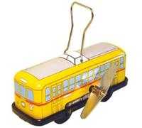 Figura Decorativa de Metal TRANVIA Amarillo Réplicas de Vehículos de Cuerda. Artículos de Colección. Regalos Originales para Navidad y Reyes. Decoración Clásica.PR