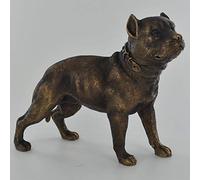 Figura decorativa de perro Pit Bull Terrier, efecto bronce, para decoración del hogar, idea de regalo, 15,5 cm de alto
