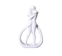 Figura decorativa de resina para pareja con postura abstracta de abrazo, adecuada para exhibición de mesa o mantel, representa amor y compromiso (blanco)