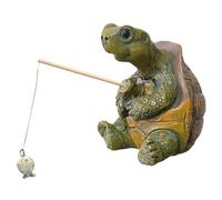 Figura decorativa de tortuga - Escultura de tortuga pescador de resina, figura de animal de jardín en miniatura, decoración para exteriores | Encantador para patio, césped y tartera