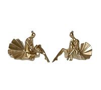 DKD Home Decor Figura Decorativa de Resina, Bailarina en Estilo Moderno, Color Dorado, 23x14.5x17 cm - Pack de 2 Unidades