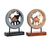 Figura Decorativa DKD Home Decor 19,5 x 6,3 x 25,5 cm Elefante Beige Azul Colonial (2 Unidades)