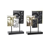 Figura Decorativa DKD Home Decor 22,5 x 8 x 30,7 cm Negro Dorado Buda Oriental (2 Unidades)
