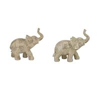 Figura Decorativa DKD Home Decor 22,7 x 11 x 20,8 cm Elefante Beige Dorado Colonial (2 Unidades)