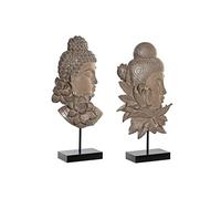Figura Decorativa DKD Home Decor 23 x 8 x 42 cm Negro Marrón Buda Oriental (2 Unidades)