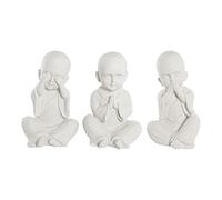 Figura Decorativa DKD Home Decor 24 x 22 x 39 cm Blanco Monje Oriental (3 Piezas)