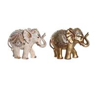 Figura Decorativa DKD Home Decor 24 x 8 x 19 cm Elefante Beige Dorado Colonial (2 Unidades)