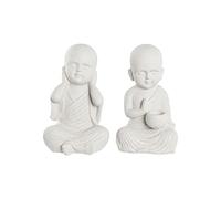 Figura Decorativa DKD Home Decor 25,5 x 19 x 39 cm Blanco Monje Oriental (2 Unidades)