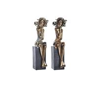 Figura Decorativa DKD Home Decor 9 x 10 x 35 cm Mujer Rojo Dorado Turquesa (2 Unidades)