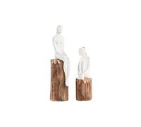 Figura Decorativa DKD Home Decor Mujer Marrón Blanco (2 Unidades)