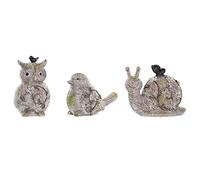 Figura Decorativa DKD Home Decor Verde Rosa Natural Animales Shabby Chic 20,5 x 10 x 17 cm (3 Piezas)