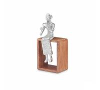 Figura Decorativa Flauta Dulce Plateado Madera Metal 13 x 27 x 13 cm