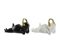 Figura Decorativa Home ESPRIT Blanco Negro Dorado Rana 25 x 13 x 15 cm (2 Unidades)