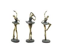 Figura Decorativa Home ESPRIT Gris Dorado Bailarina Ballet 15 x 10 x 43 cm (3 Unidades)