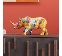Figura decorativa KARE Rinoceronte de colores, poliresina, estampado de colores True