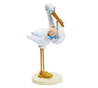 Figura decorativa para tartas (11 cm), diseño de cigüeña y bebé