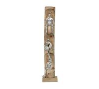 Figura decorativa Perspective plata 50 cm de madera de mango y aluminio escultura moderna con tres figuras sentadas, símbolo para reflexionar, serenidad, tranquilidad, decoración hecha a mano, objeto