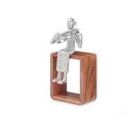 Figura Decorativa Violín Plateado Madera Metal 13 x 27 x 13 cm