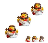 Figura del pato de Jesús: un recordatorio conmovedor de la fe, la esperanza y la presencia de Dios, figuras de resina del pato de Jesús sosteniendo una cruz,decoración de la oficina en el hogar (3PCS)