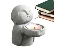 Figura del pequeño Buda: de monje de resina, portavelas para velas, escultura de escritorio espiritual | Decoración minimalista de la habitación, mesa decorativa, estante, colección de exhibici
