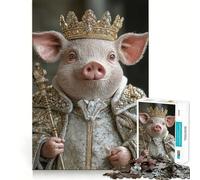 Figura del Rey Cerdo, Rompecabezas de 1000 Piezas para Adolescentes, Rompecabezas fácil de armar, Ocio, Corte Limpio, Regalo de Santa Claus (50x75cm)