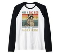 Figura Divertida de Mapache Retro con Texto en inglés Not a Dad BOD Just a Father Camiseta Manga Raglan