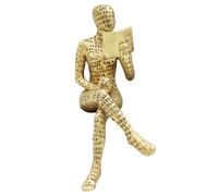 Figura Dorada de Mujer de Lectura, Estatua de Pensador para decoración del hogar, esculturas estéticas abstractas Modernas de Resina, pequeña Estatua Dorada para estantes, Sala de Estar, Comedor