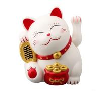 Figura eléctrica de gato de la suerte para el hogar y la oficina, una hermosa muestra de prosperidad y felicidad (blanco)