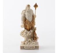 Figura en miniatura de resina con acabado en oro blanco de 3 3/8 pulgadas de Poseid n, el dios griego del mar, de Veronese Design