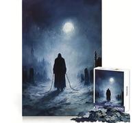 Figura encadenada en un Cementerio Rompecabezas para Adultos 1000 Piezas Un Reto para el Pensamiento Diversión Tranquila Sin Bordes ásperos Regalo Festivo (38x26cm)